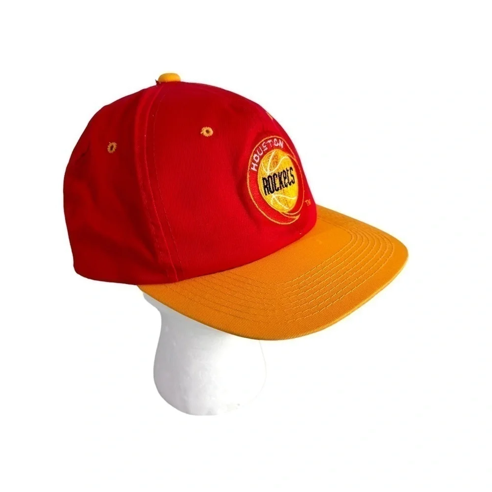 Vintage Houston Rockets Hat Cap Adjustable Snapback Red Yellow